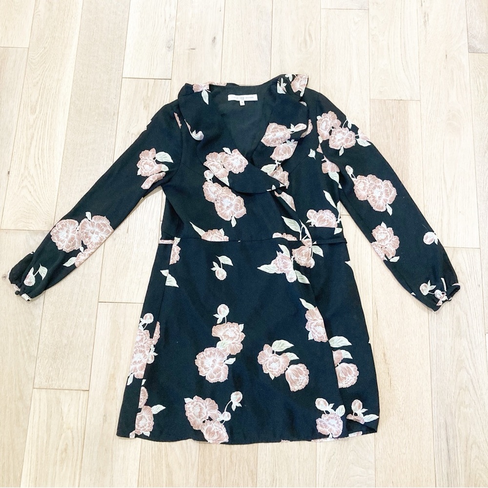Cupcakes & Cashmere Pink Floral Wrap Mini Dress